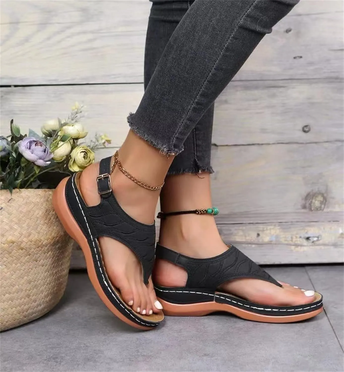 Ladmiple Orthotic Sandals For Women Plantar Fasciitis Comfortable Summer Flip Flops Orthopedic Slides with Arch Support