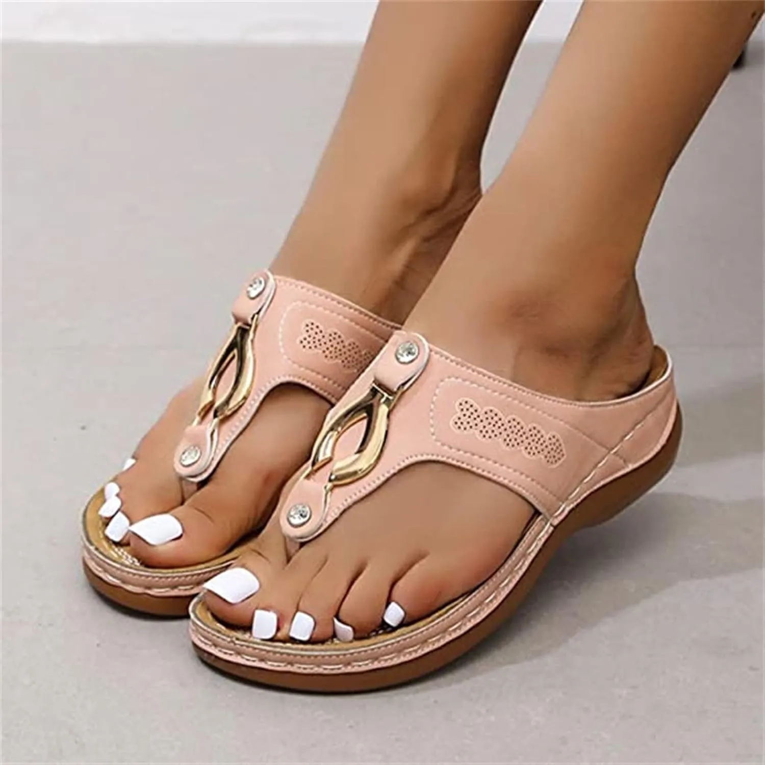 Ladmiple Orthotic Sandals For Women Plantar Fasciitis Orthopedic Walking Slippers with Arch Support Dressy Summer Flip Flops