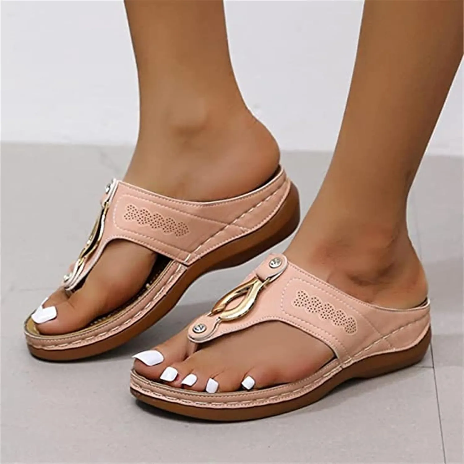 Ladmiple Orthotic Sandals For Women Plantar Fasciitis Orthopedic Walking Slippers with Arch Support Dressy Summer Flip Flops