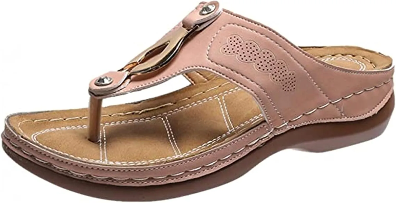 Ladmiple Orthotic Sandals For Women Plantar Fasciitis Orthopedic Walking Slippers with Arch Support Dressy Summer Flip Flops
