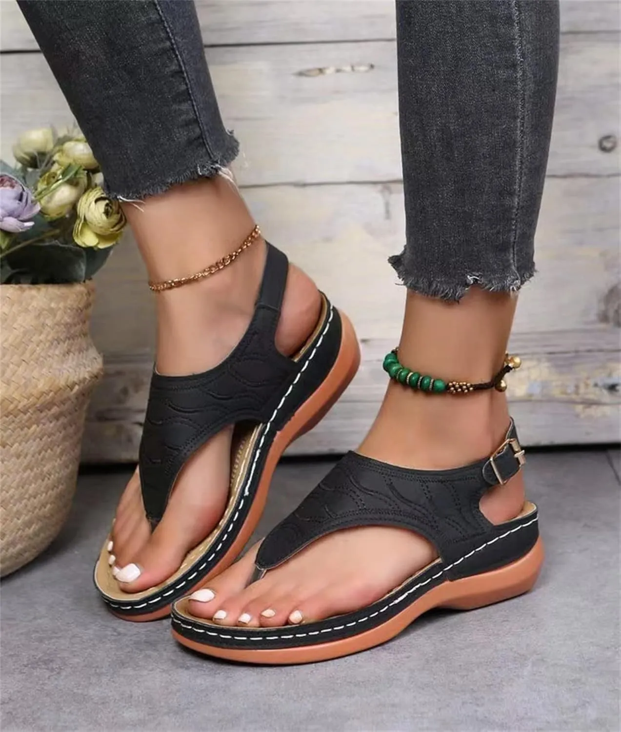 Ladmiple Orthotic Sandals For Women With Arch Support Flips Flops Flat feet Orthopedic Slides Comfortable Walking Beach Shoes