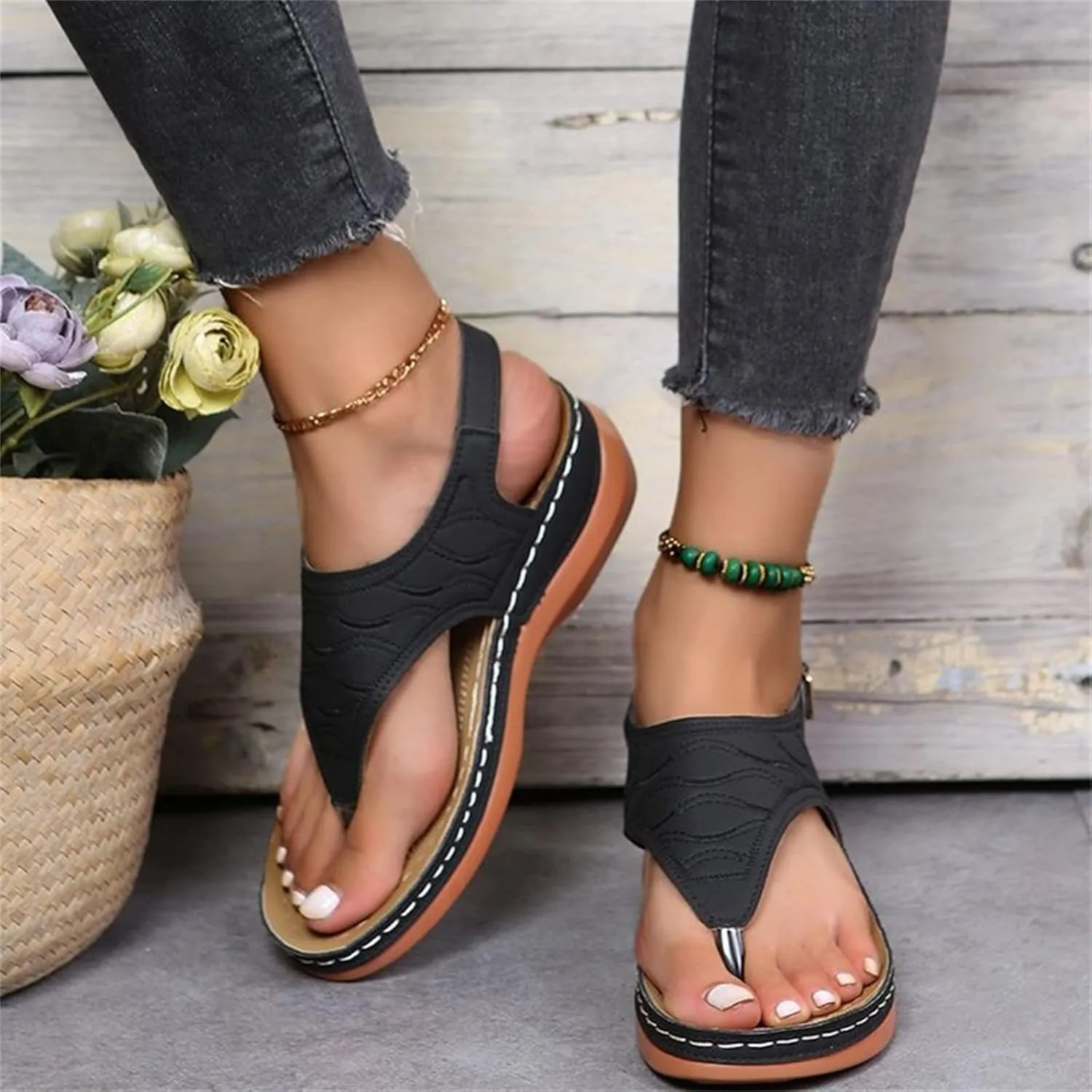 Ladmiple Orthotic Sandals For Women With Arch Support Flips Flops Flat feet Orthopedic Slides Comfortable Walking Beach Shoes