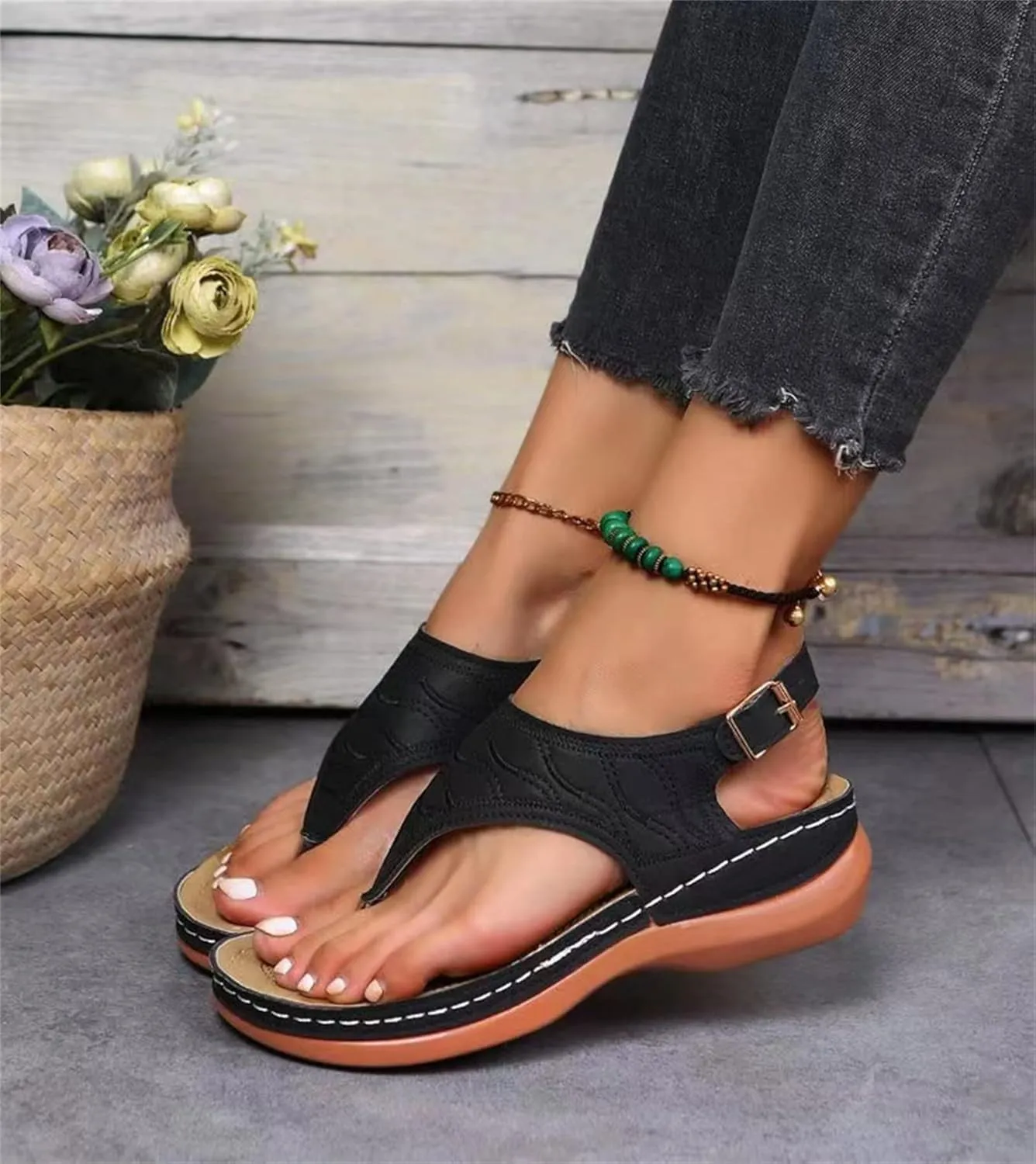 Ladmiple Orthotic Sandals For Women With Arch Support Flips Flops Flat feet Orthopedic Slides Comfortable Walking Beach Shoes