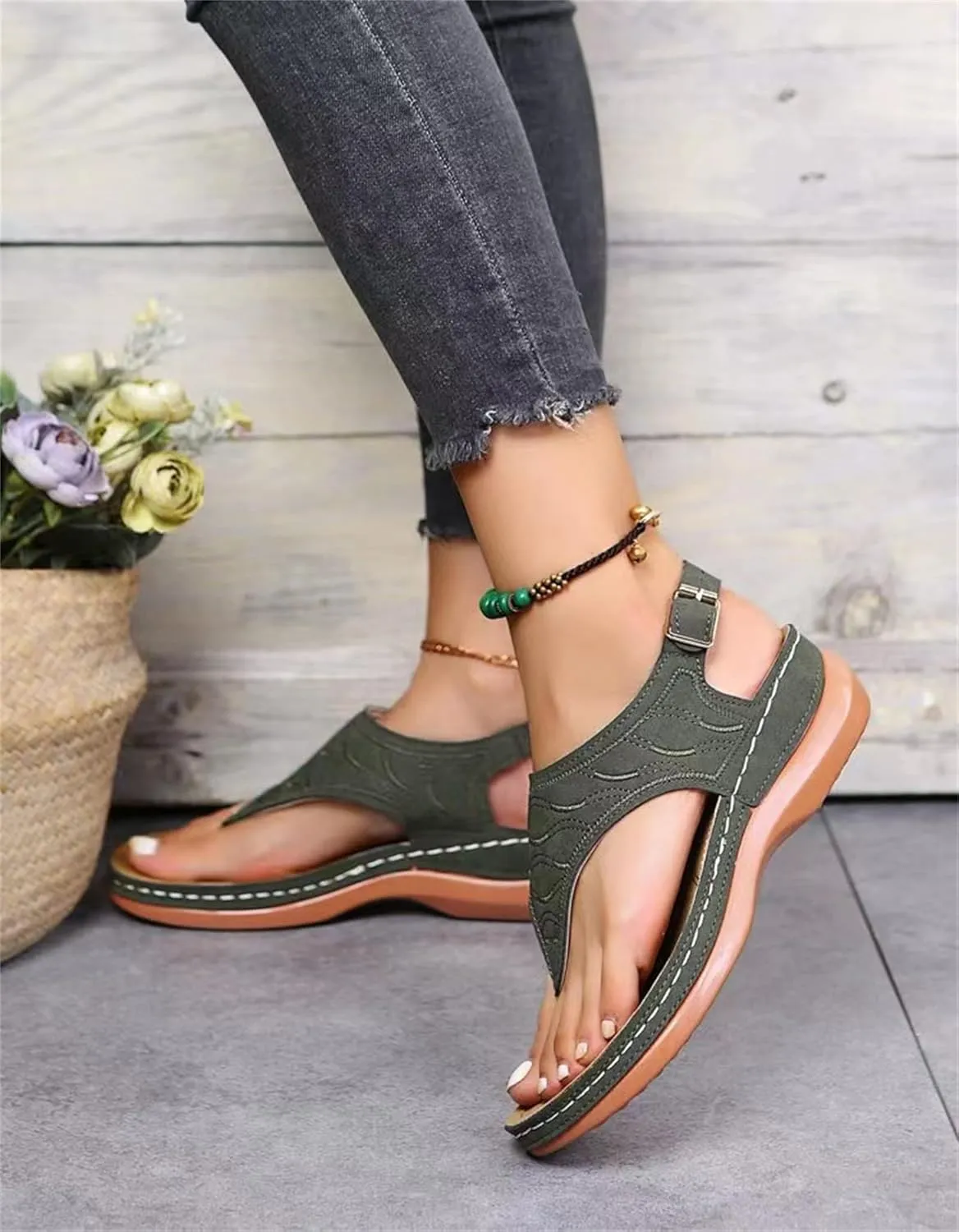 Ladmiple Orthotic Sandals For Women With Arch Support Orthopedic Slides Slippers for Plantar Fasciitis Summer Flip Flops