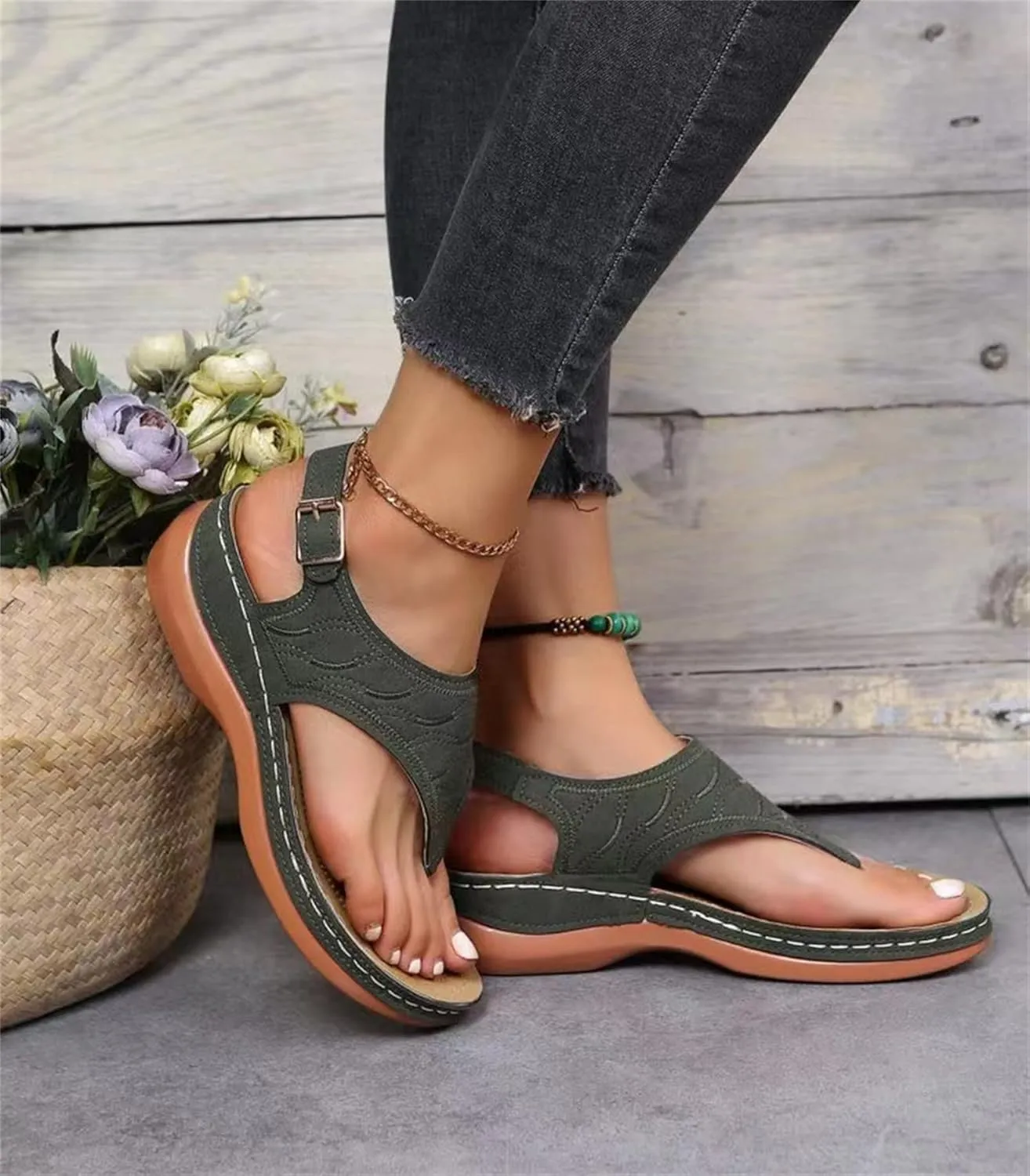 Ladmiple Orthotic Sandals For Women With Arch Support Orthopedic Slides Slippers for Plantar Fasciitis Summer Flip Flops