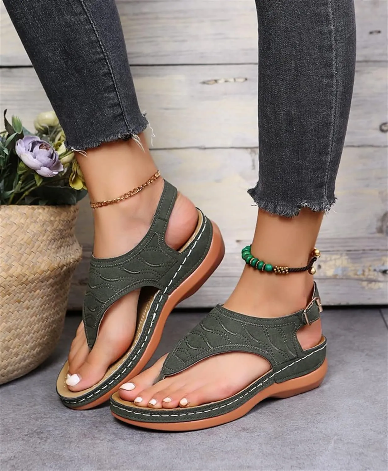 Ladmiple Orthotic Sandals For Women With Arch Support Orthopedic Slides Slippers for Plantar Fasciitis Summer Flip Flops
