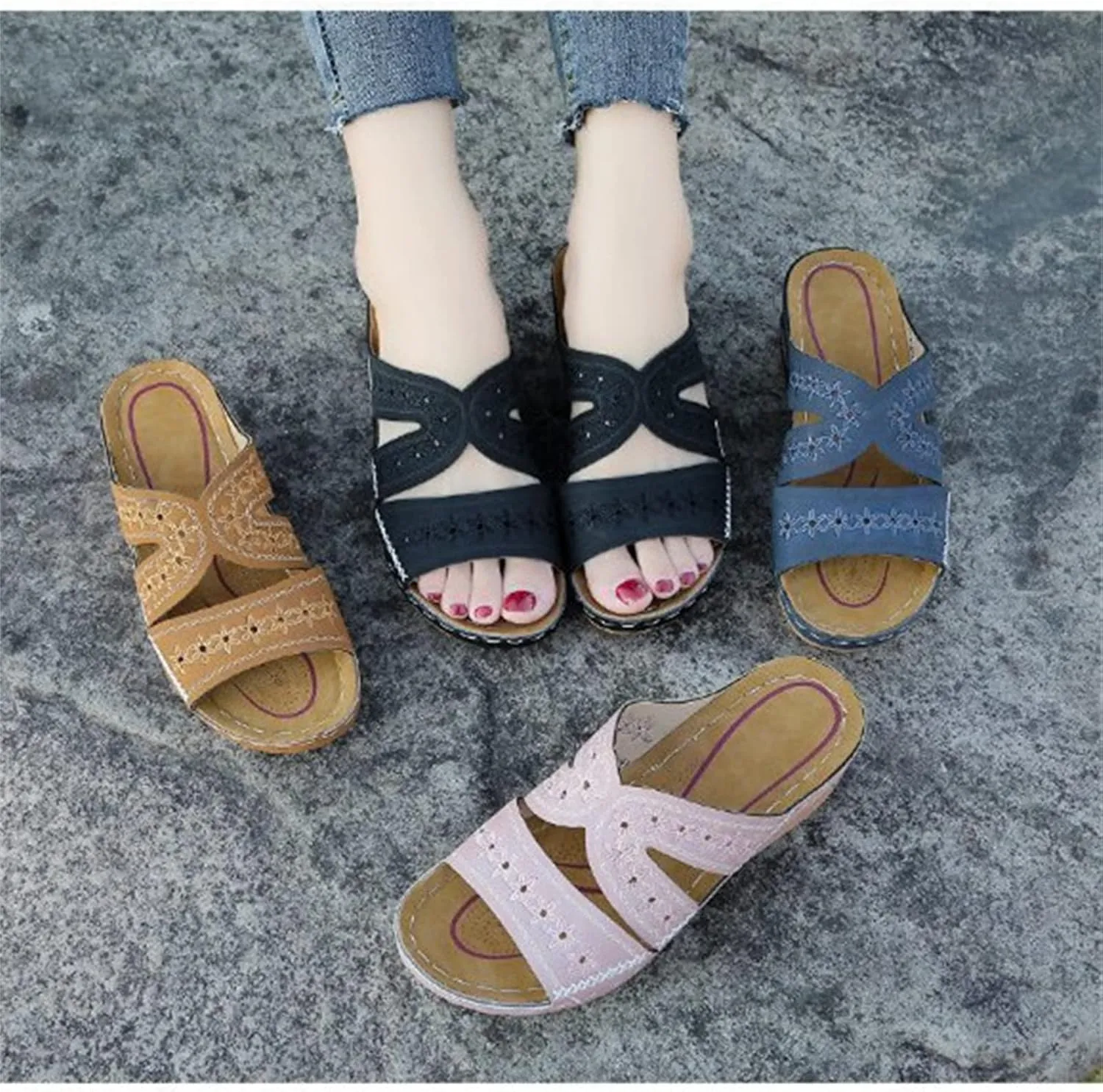 Ladmiple Sandals Women Comfortable Arch Support Orthopedic Flip Flops Soft Summer Beach Shoes Dressy Orthotic Slides 2024
