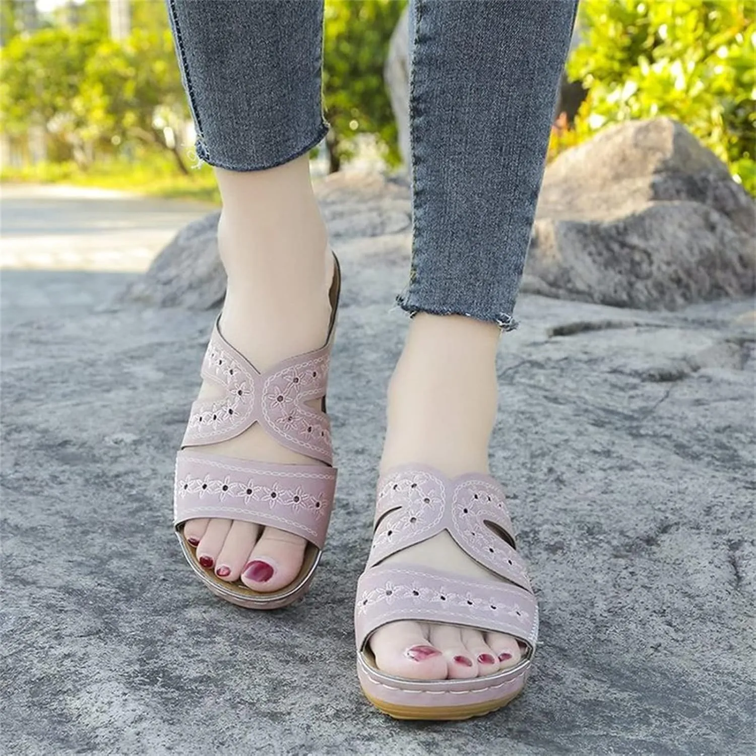 Ladmiple Sandals Women Comfortable Arch Support Orthopedic Flip Flops Soft Summer Beach Shoes Dressy Orthotic Slides 2024