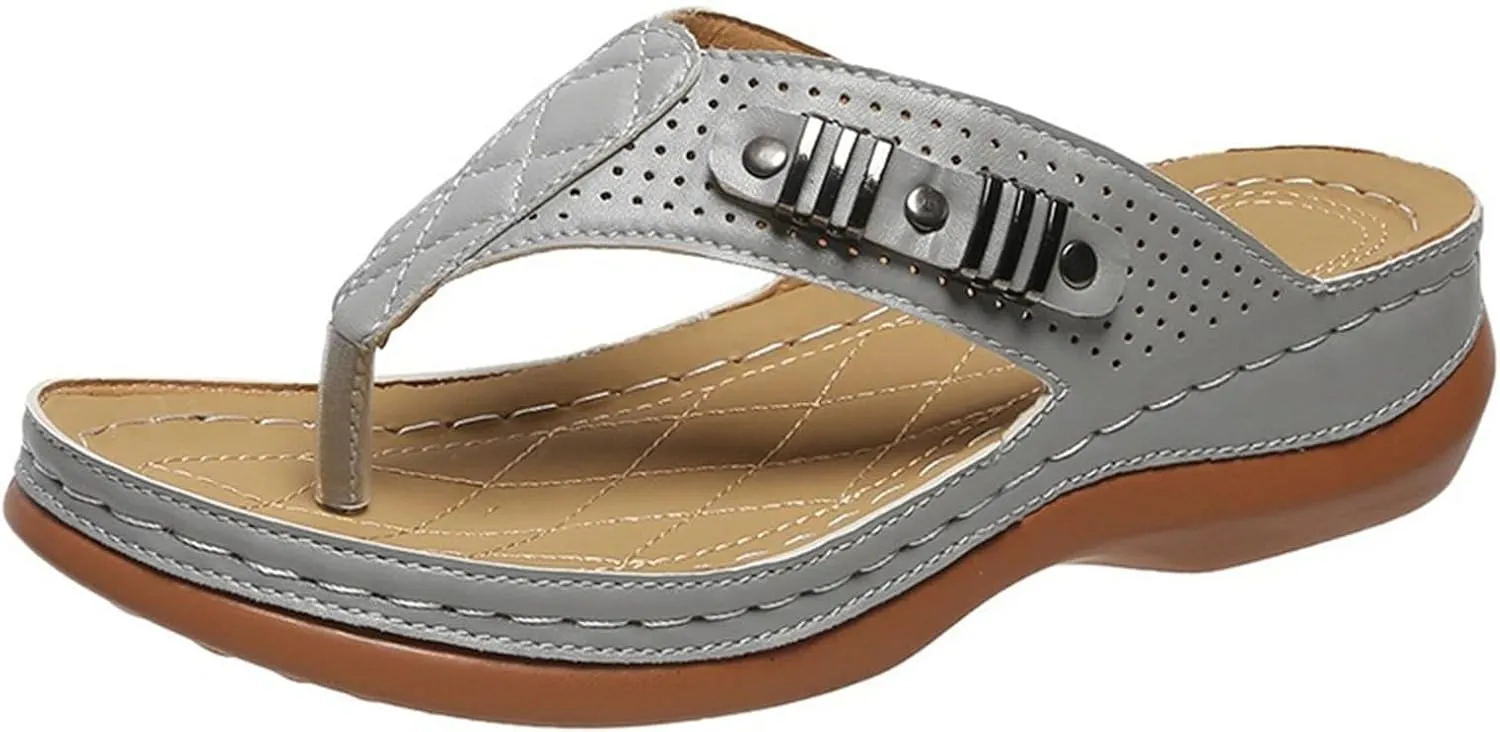 Ladmiple Sandals Women Comfortable Cute Wedge Orthotic Flips Flops Arch Support Flat feet Orthopedic Slides Plantar Fasciitis