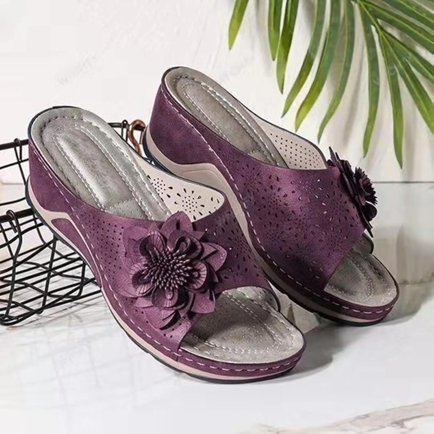 Ladmiple Sandals Women Dressy Comfortable Flat Orthopedic Arch Support Flip Flops Summer Walking Orthotic Slides Sandalias