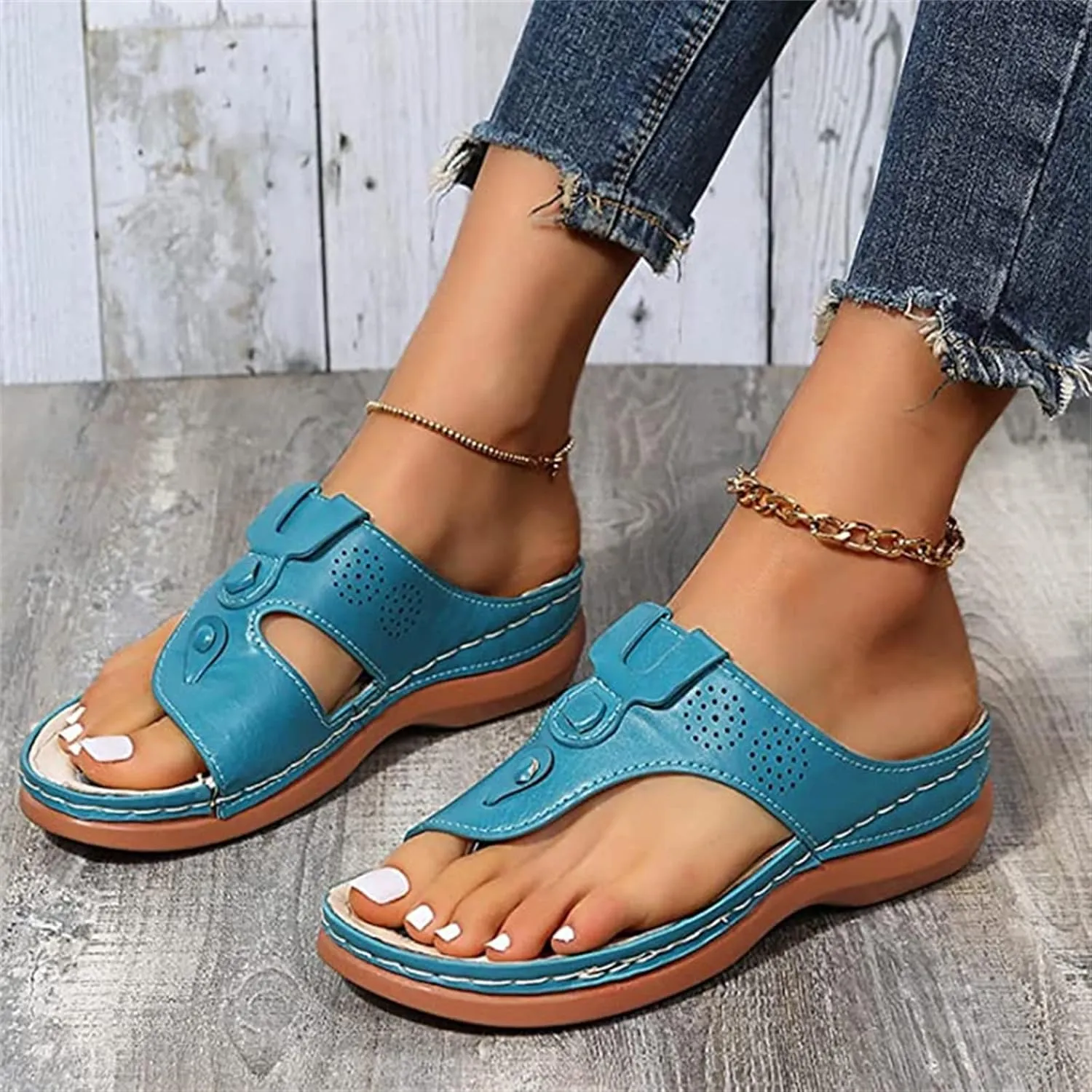 Ladmiple Sandals Women Wedge Comfortable Walking Orthopedic Flip Flops Dressy Summer Orthotic Slides with Arch Support 2024