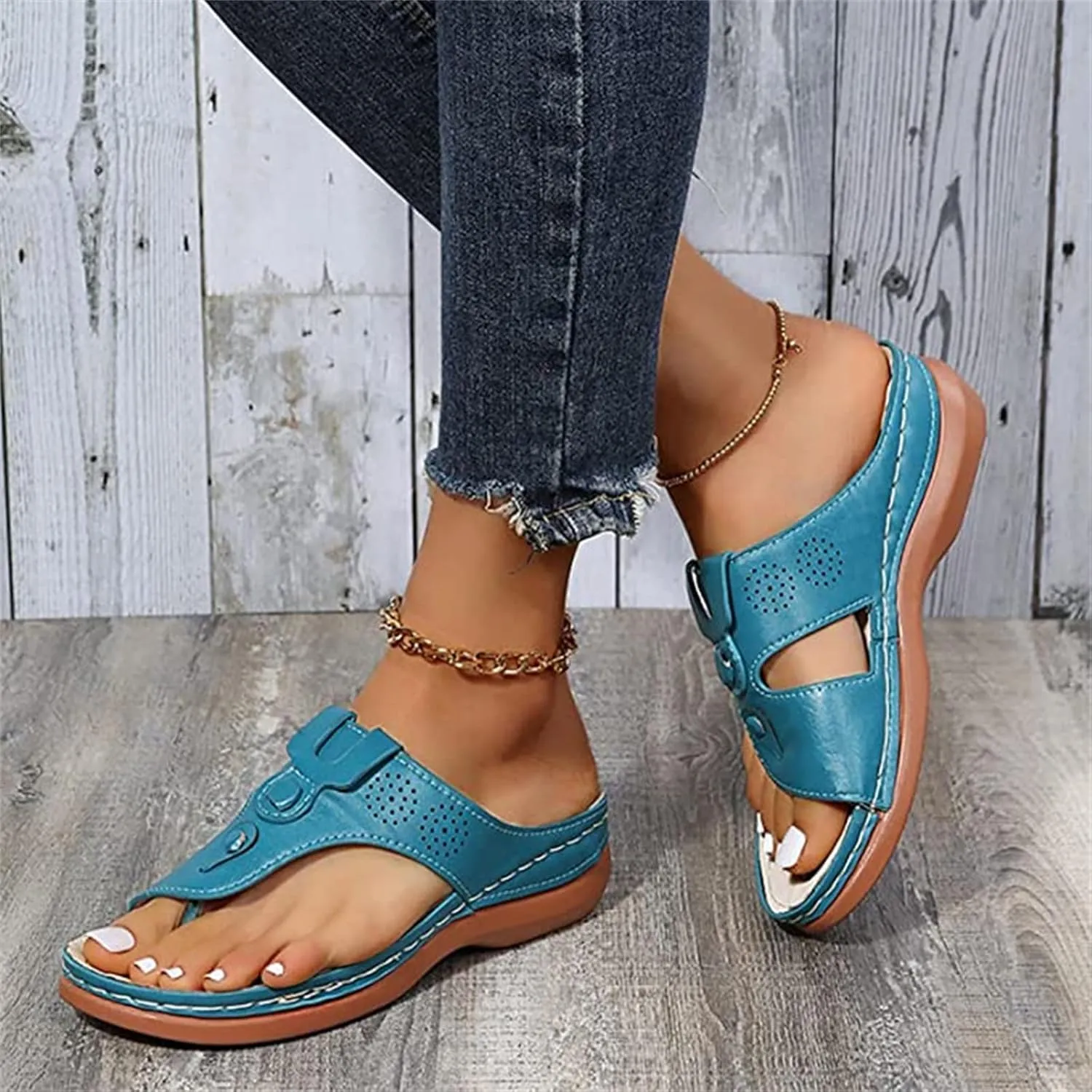 Ladmiple Sandals Women Wedge Comfortable Walking Orthopedic Flip Flops Dressy Summer Orthotic Slides with Arch Support 2024