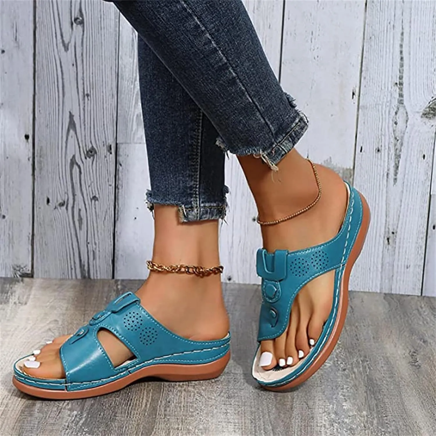 Ladmiple Sandals Women Wedge Comfortable Walking Orthopedic Flip Flops Dressy Summer Orthotic Slides with Arch Support 2024