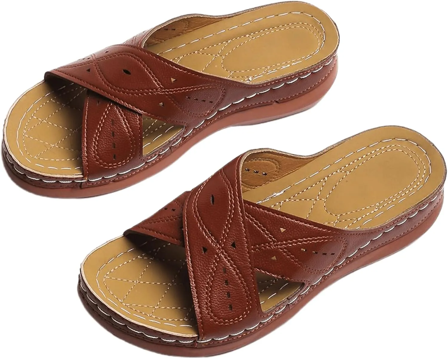 Ladmiple Sandals Women Wedge Slip On Arch Support Orthopedic Slides Slippers Comfortable Dressy Summer Orthotic Flip Flops