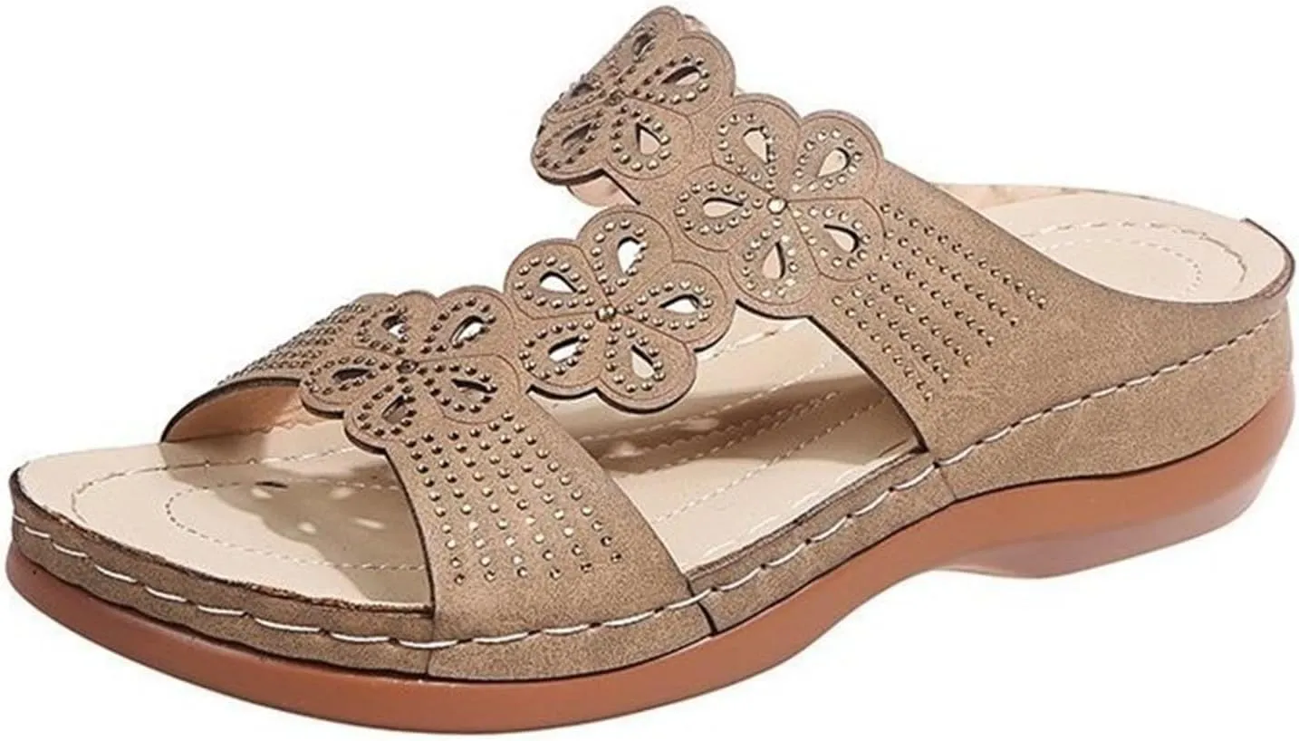 Ladmiple Sandals Women Wedge Slip On Comfortable Dressy Orthotic Flip Flops Casual Summer Orthopedic Slides With Arch Support