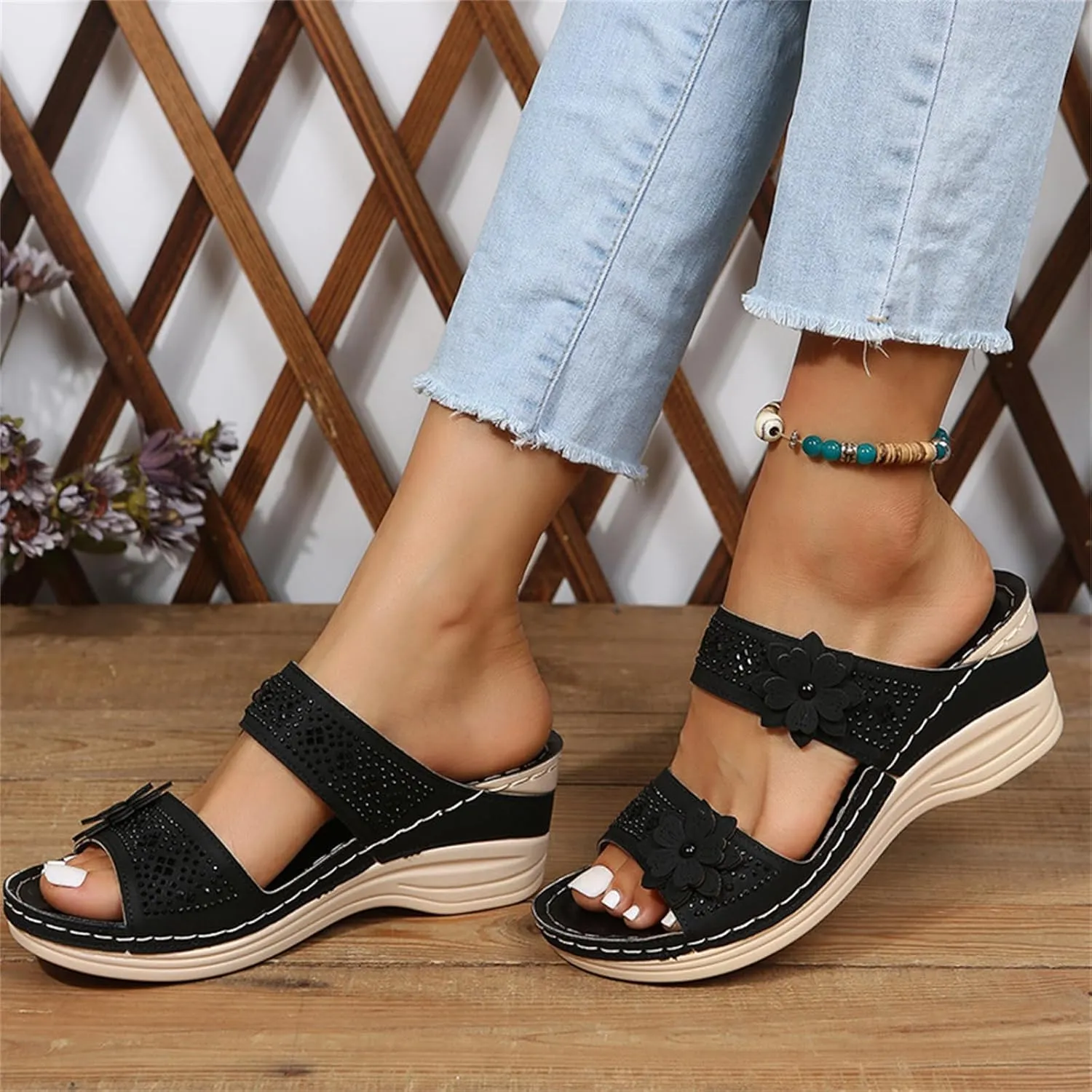 Ladmiple Summer Sandals For Women 2024 Trendy Comfort Walking Arch Support Orthotic Slides Orthopedic Slippers Flip Flops