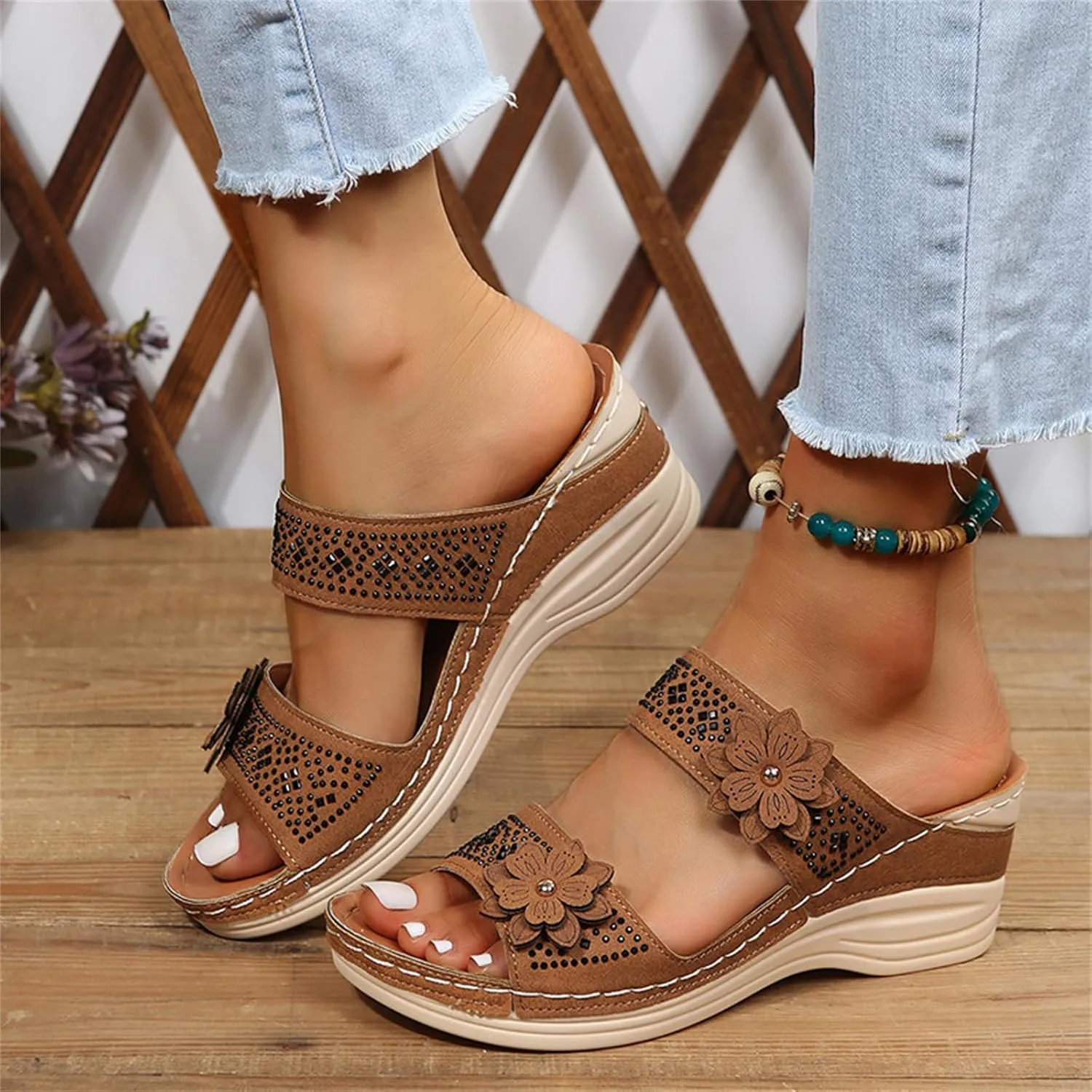 Ladmiple Summer Sandals For Women 2024 Trendy Comfort Walking Arch Support Orthotic Slides Orthopedic Slippers Flip Flops