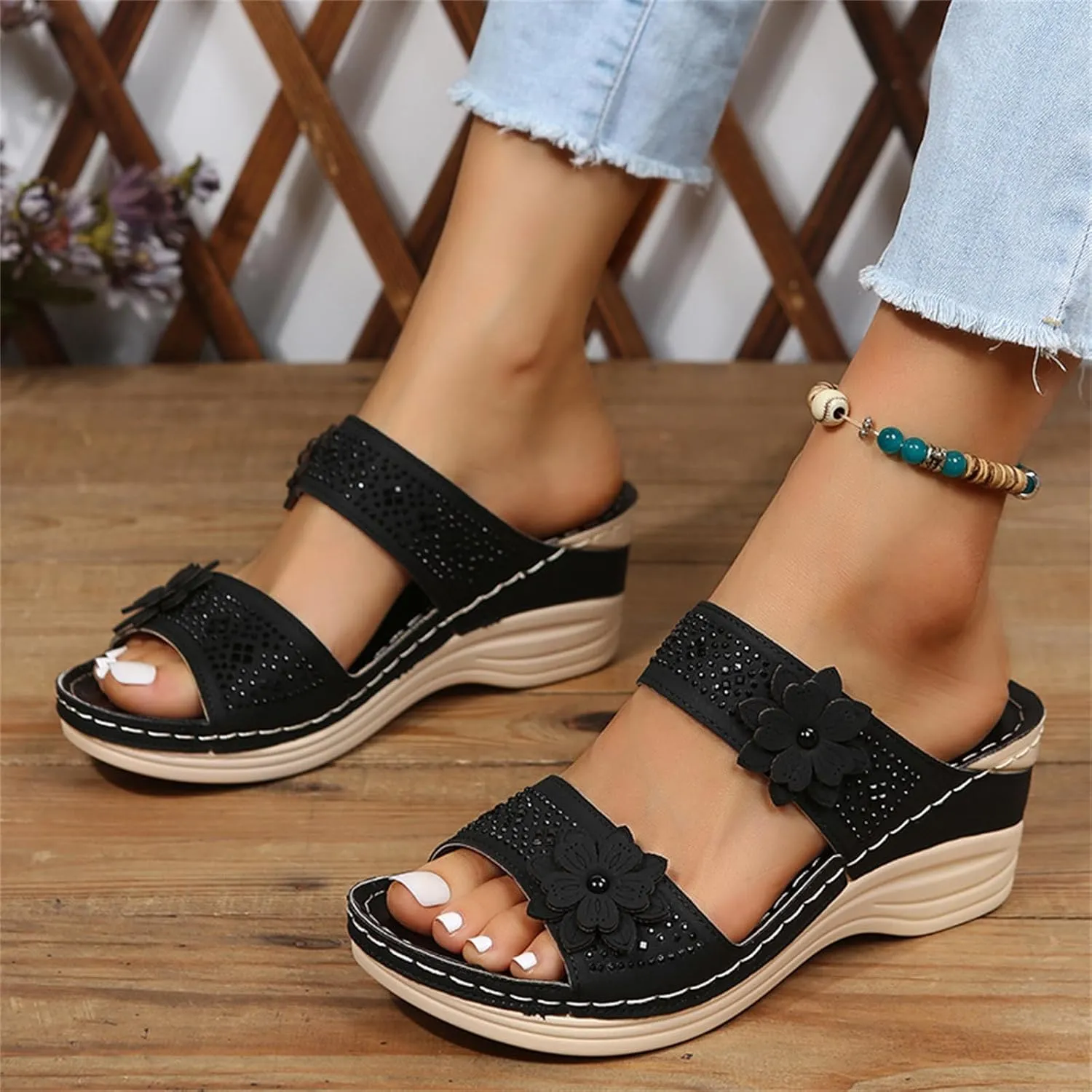 Ladmiple Summer Sandals For Women 2024 Trendy Comfort Walking Arch Support Orthotic Slides Orthopedic Slippers Flip Flops