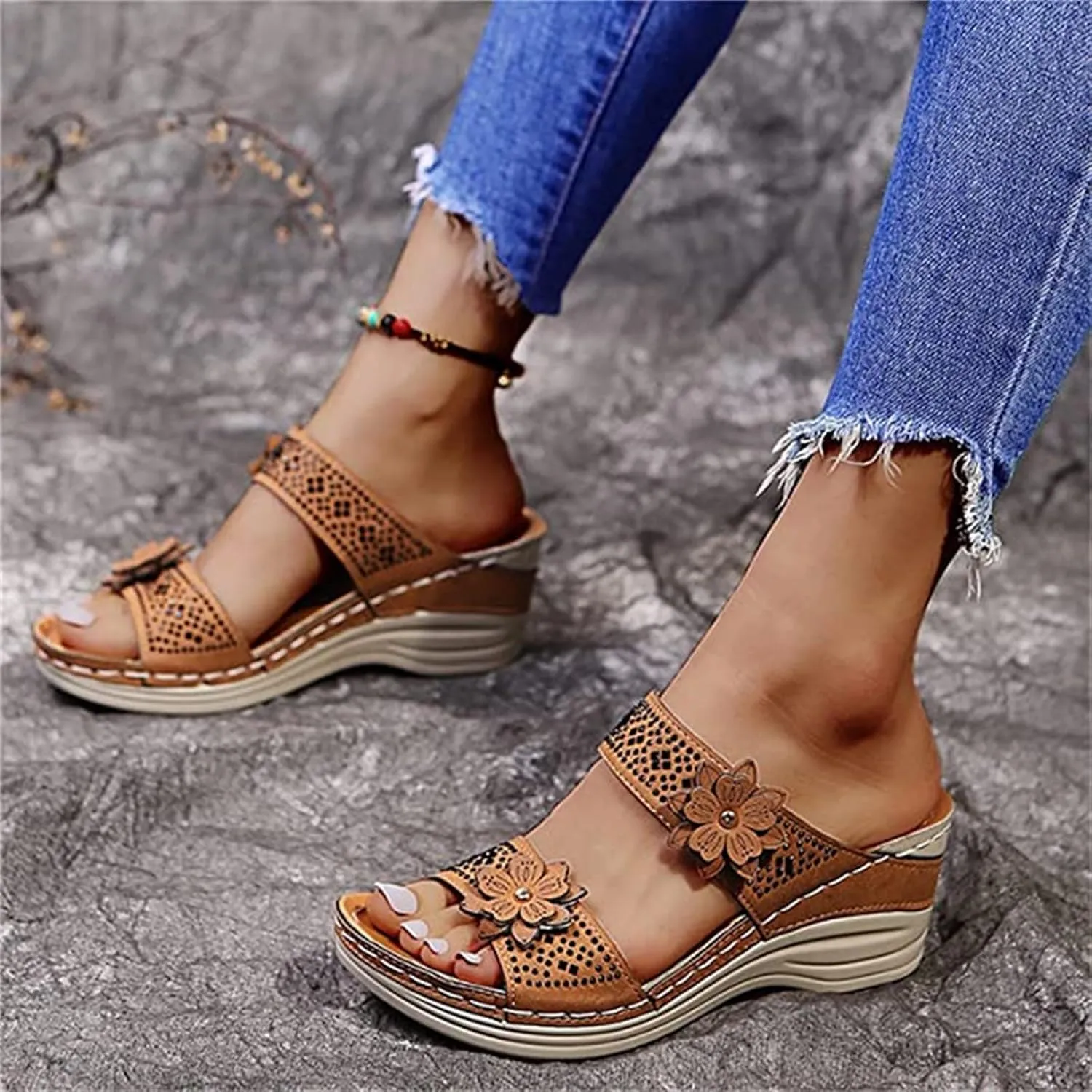 Ladmiple Summer Sandals For Women 2024 Trendy Comfort Walking Arch Support Orthotic Slides Orthopedic Slippers Flip Flops