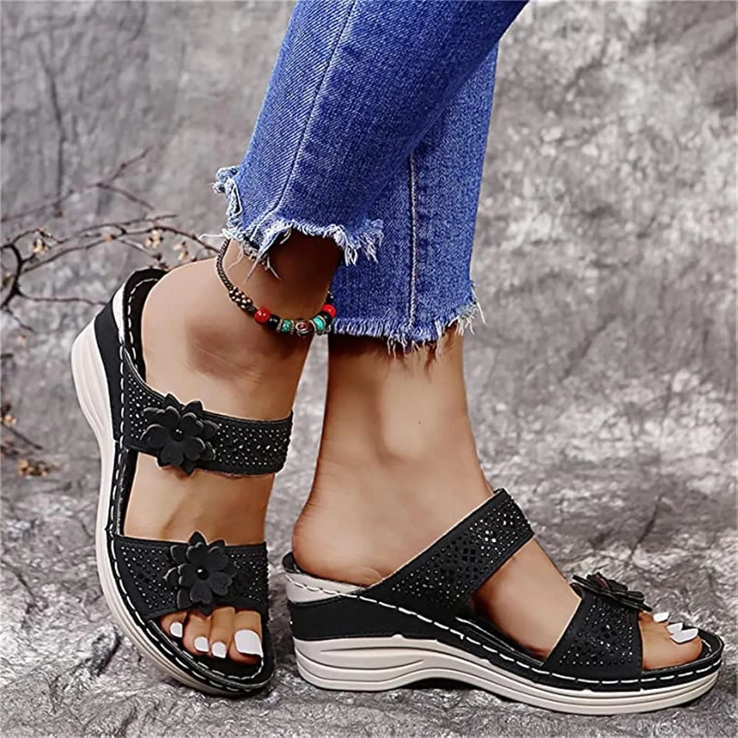 Ladmiple Summer Sandals For Women 2024 Trendy Comfort Walking Arch Support Orthotic Slides Orthopedic Slippers Flip Flops