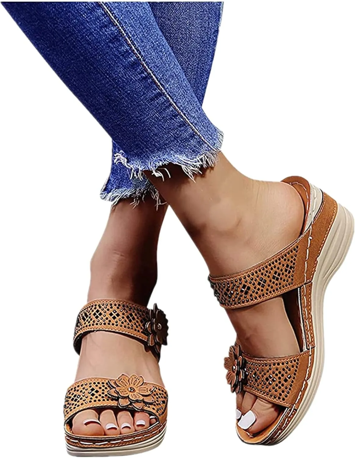 Ladmiple Summer Sandals For Women 2024 Trendy Comfort Walking Arch Support Orthotic Slides Orthopedic Slippers Flip Flops