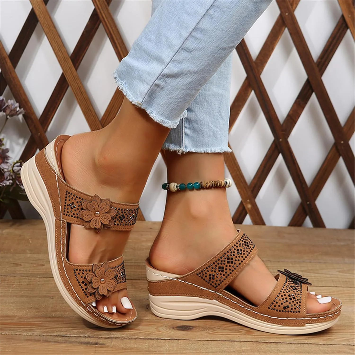 Ladmiple Summer Sandals For Women 2024 Trendy Comfort Walking Arch Support Orthotic Slides Orthopedic Slippers Flip Flops
