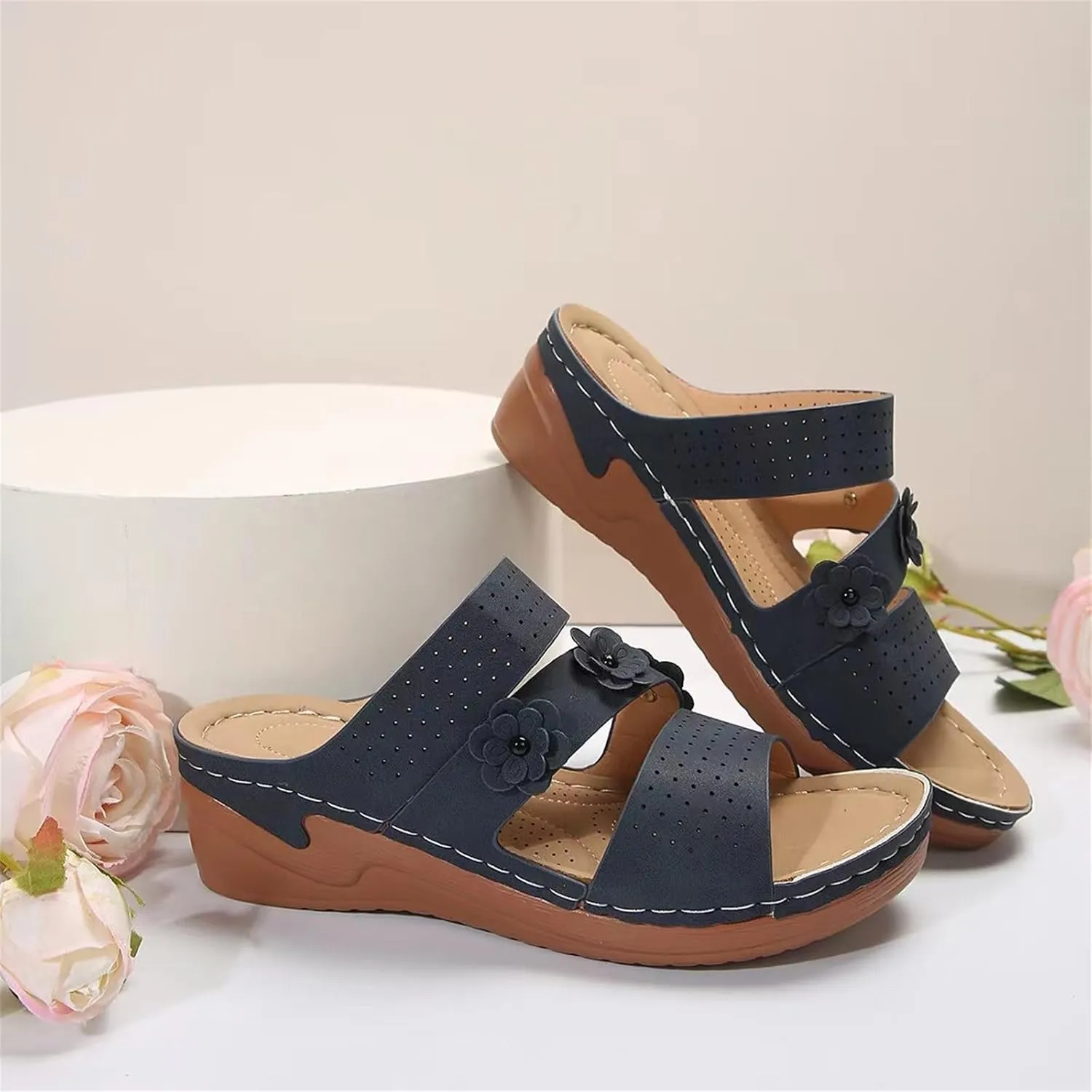 Ladmiple Womens Sandals Comfortable Arch Support Orthopedic Flip Flops Soft Dressy Summer Beach Shoes Orthotic Slides 2024