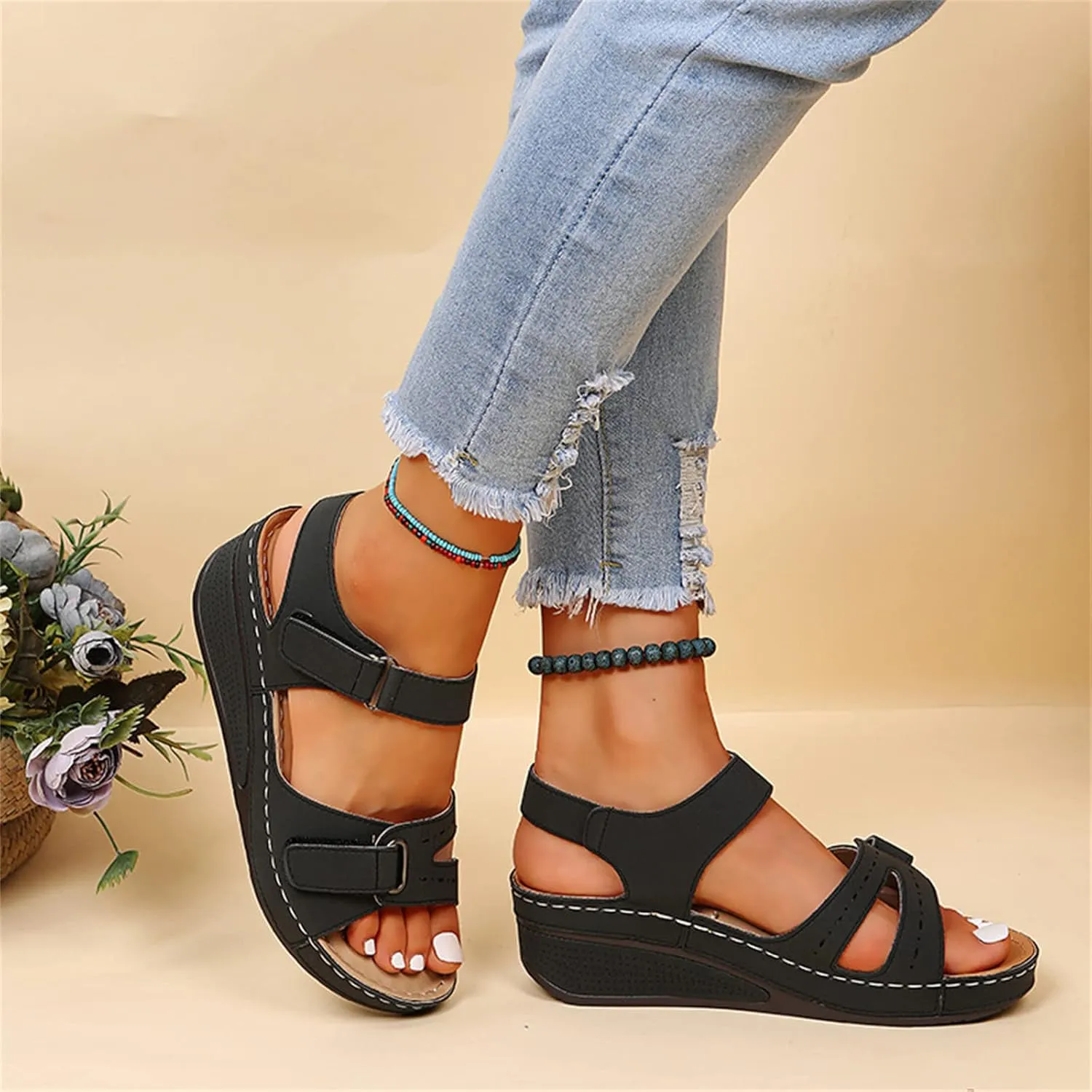 Ladmiple Women's Sandals Comfortable Dressy Orthotic Flips Flops Arch Support for Flat feet Orthopedic Slides Walking Shoes