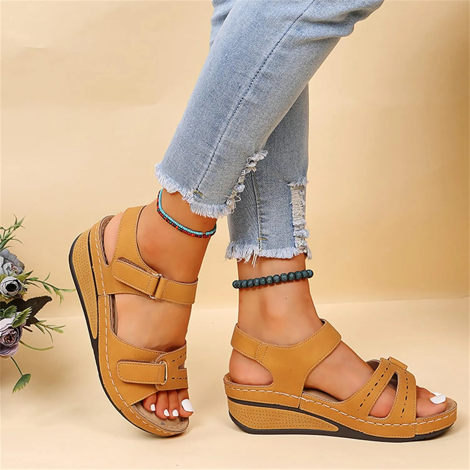 Ladmiple Women's Sandals Comfortable Dressy Orthotic Flips Flops Arch Support for Flat feet Orthopedic Slides Walking Shoes