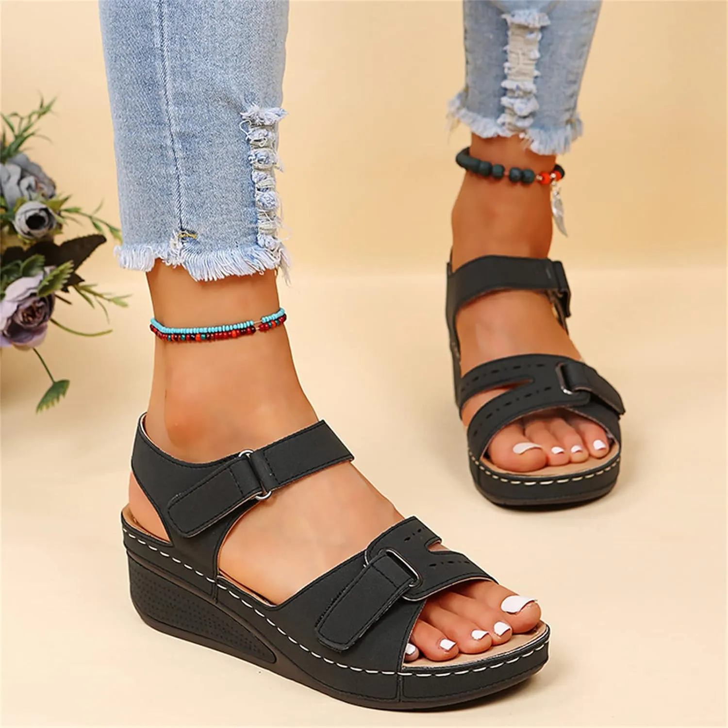 Ladmiple Women's Sandals Comfortable Dressy Orthotic Flips Flops Arch Support for Flat feet Orthopedic Slides Walking Shoes