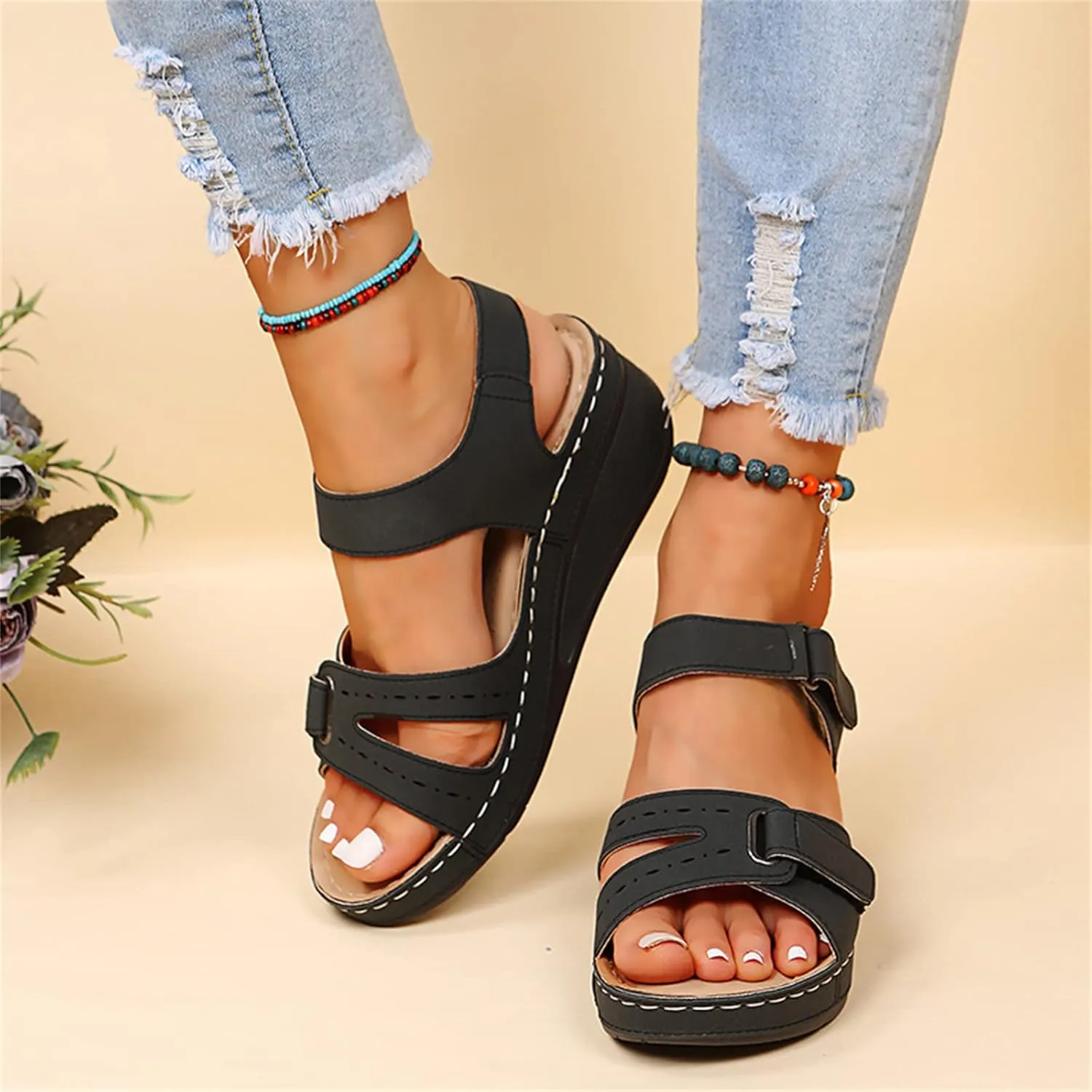 Ladmiple Women's Sandals Comfortable Dressy Orthotic Flips Flops Arch Support for Flat feet Orthopedic Slides Walking Shoes