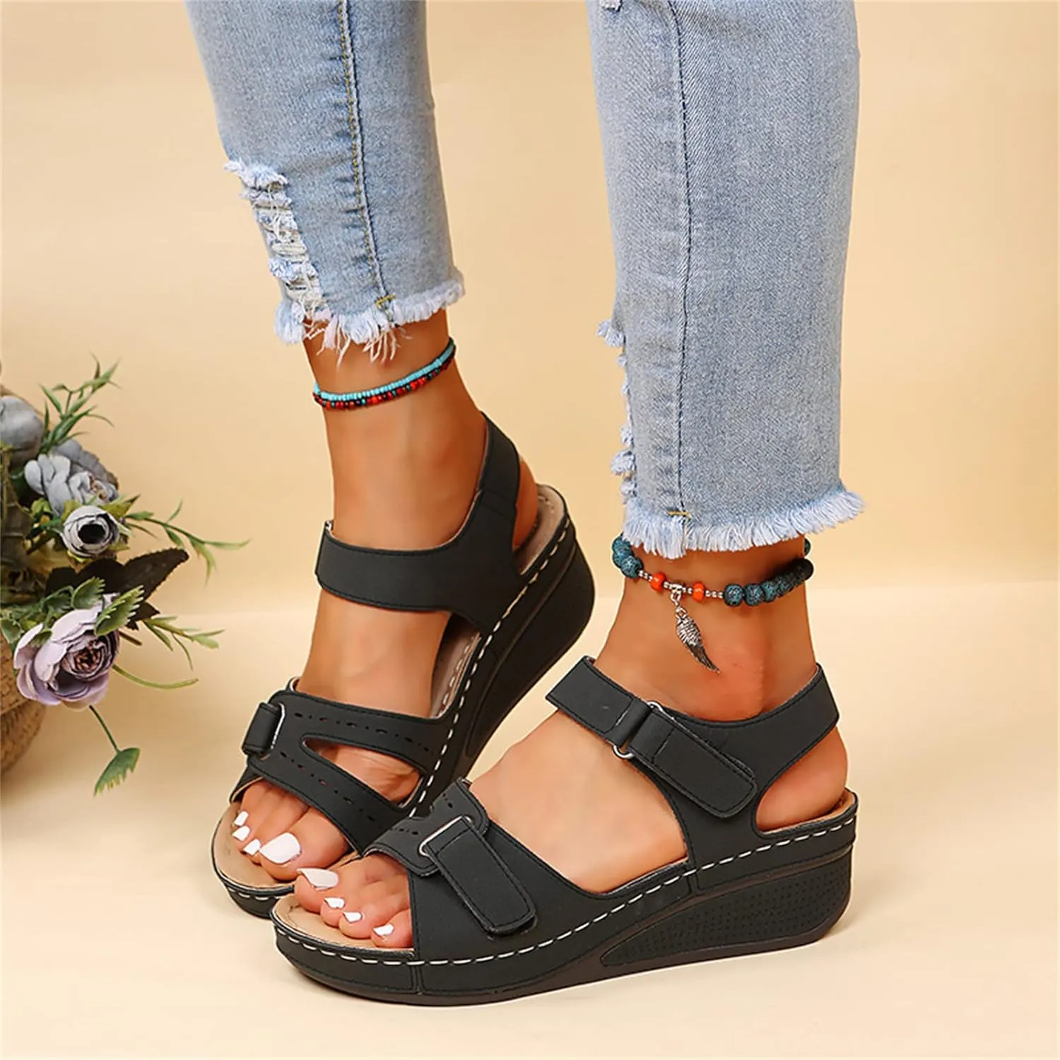 Ladmiple Women's Sandals Comfortable Dressy Orthotic Flips Flops Arch Support for Flat feet Orthopedic Slides Walking Shoes