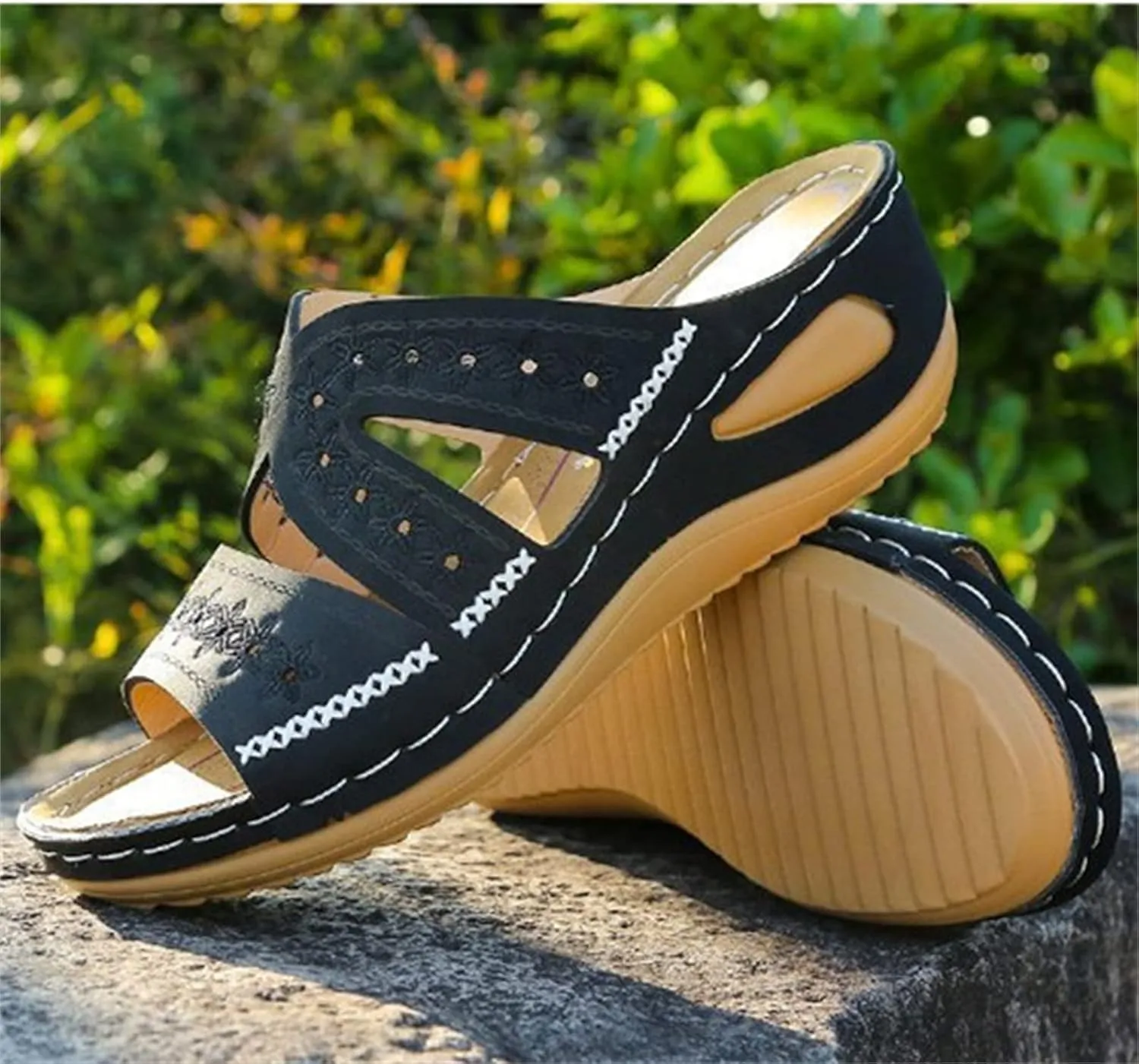 Ladmiple Womens Sandals Comfortable Slides Orthopedic Slippers Slip On Dressy Summer Orthotic Flip Flops With Arch Support