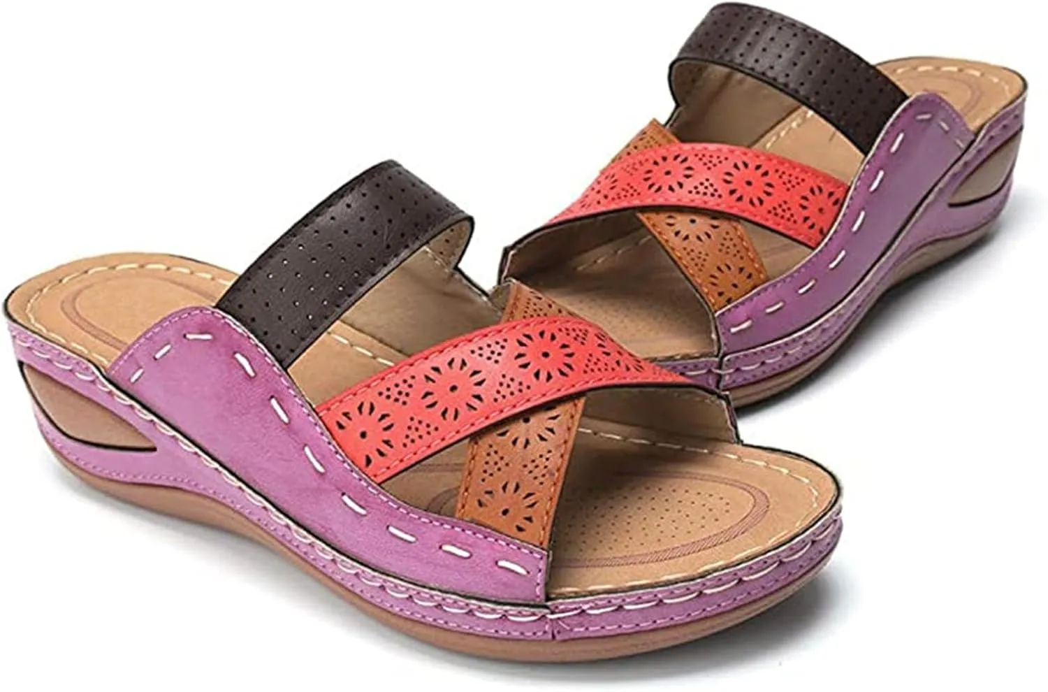 Ladmiple Women's Sandals Comfortable Walking Orthopedic Dressy Casual Summer Slip On Orthotic Flip Flops With Arch Support