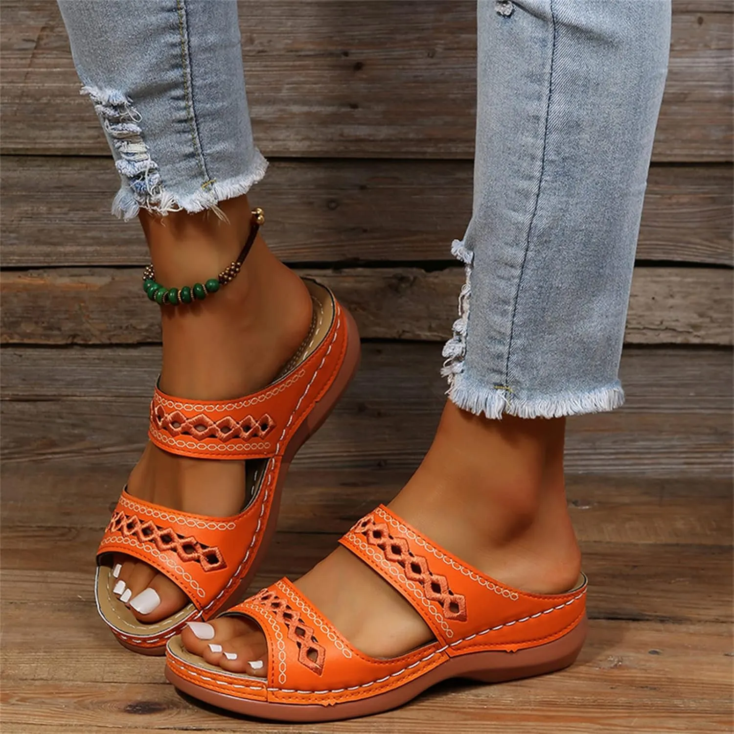 Ladmiple Womens Sandals Dressy Casual Comfortable Orthotic Slides Orthopedic Summer Walking Flip Flops with Arch Support