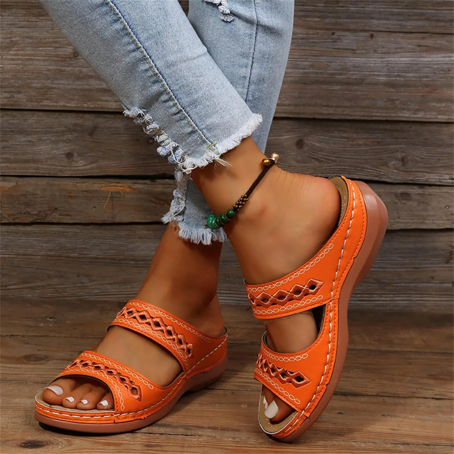 Ladmiple Womens Sandals Dressy Casual Comfortable Orthotic Slides Orthopedic Summer Walking Flip Flops with Arch Support