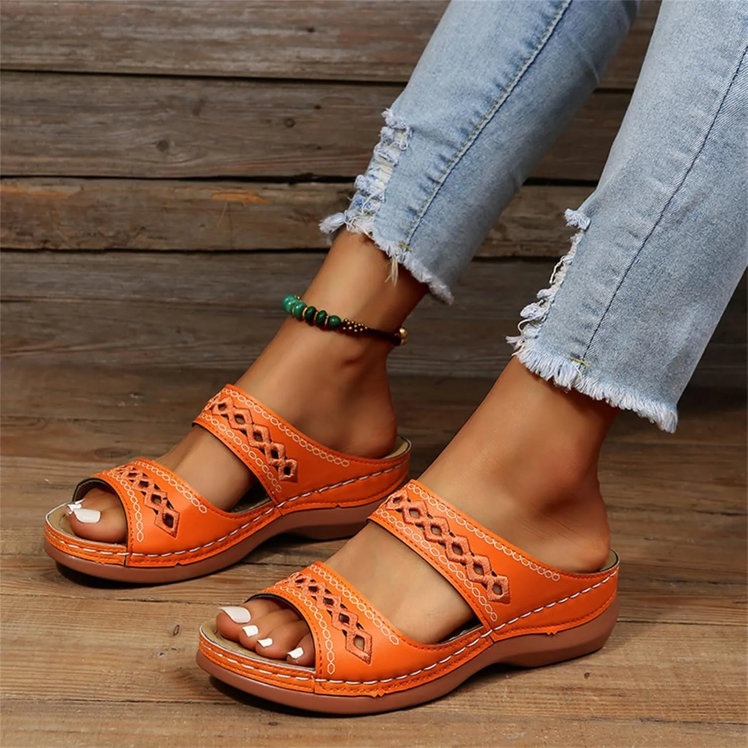 Ladmiple Womens Sandals Dressy Casual Comfortable Orthotic Slides Orthopedic Summer Walking Flip Flops with Arch Support
