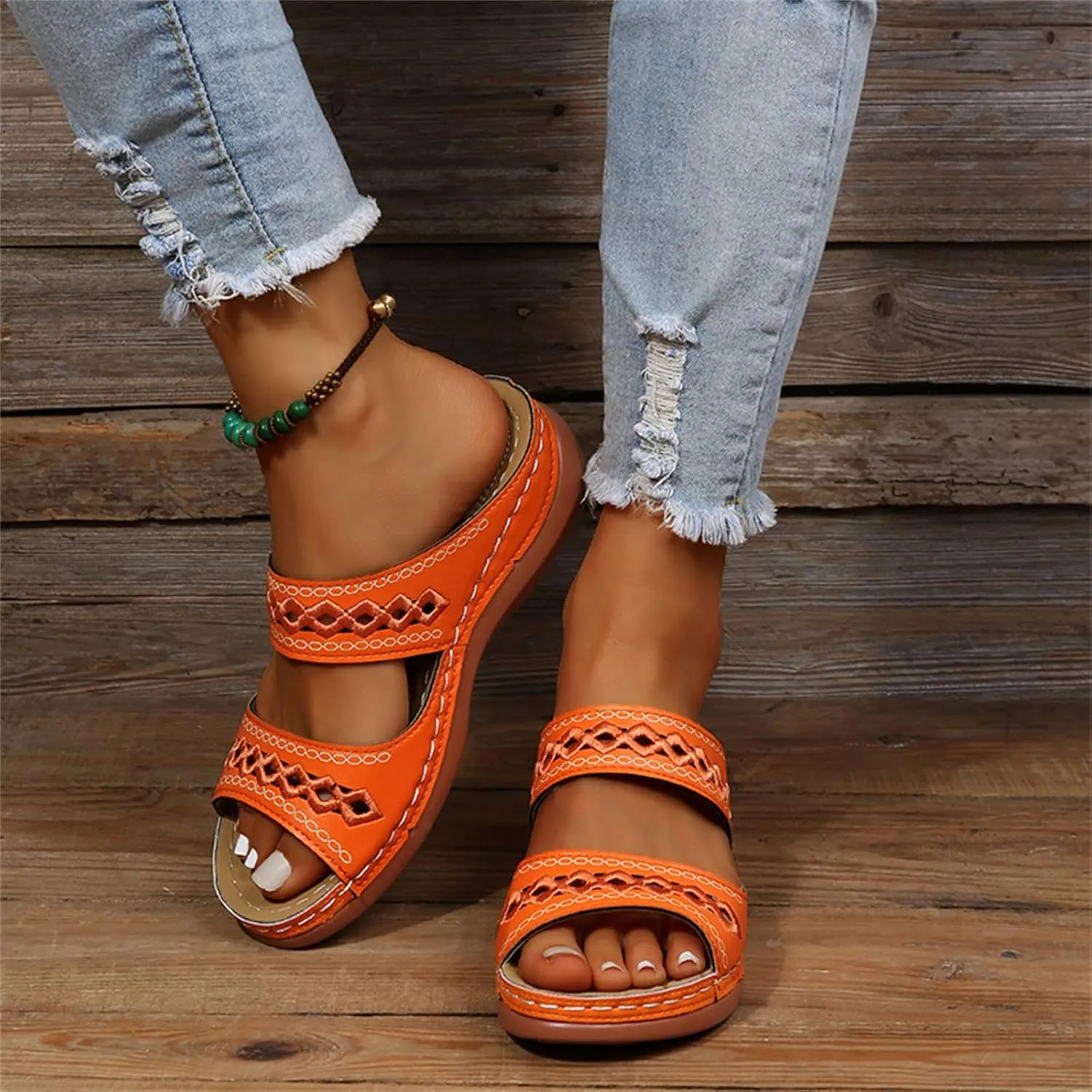 Ladmiple Womens Sandals Dressy Casual Comfortable Orthotic Slides Orthopedic Summer Walking Flip Flops with Arch Support