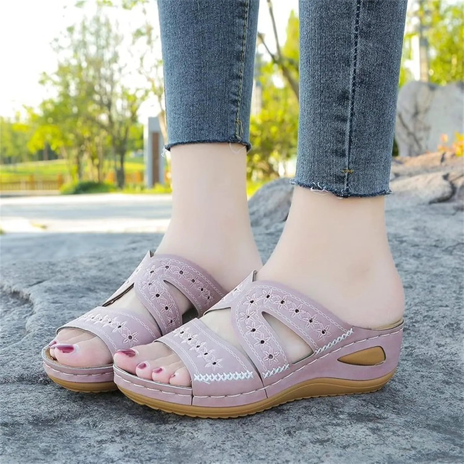 Ladmiple Womens Sandals Dressy Comfortable Arch Support Orthopedic Slides Slippers Summer Orthotic Flip Flops Sandalias