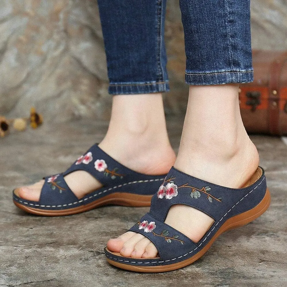 Ladmiple Women's Sandals With Arch Support Orthotic Plantar Fasciitis Comfortable Orthopedic Flip Flops Casual Summer Slides
