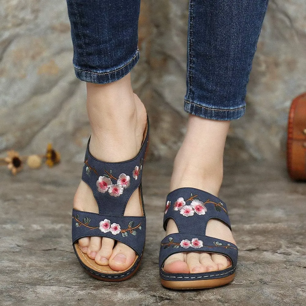 Ladmiple Women's Sandals With Arch Support Orthotic Plantar Fasciitis Comfortable Orthopedic Flip Flops Casual Summer Slides