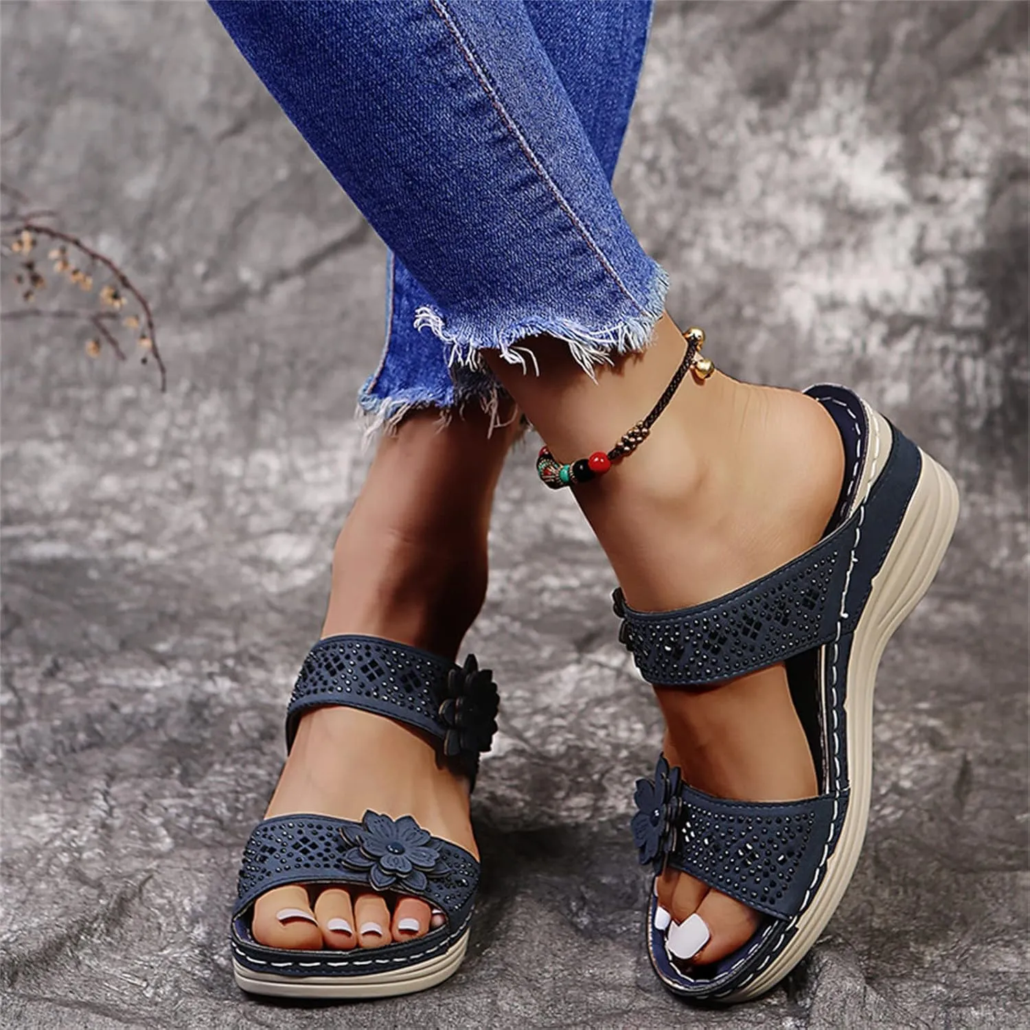 Ladmiple Womens Sandals With Arch Support Walking Comfortable Orthopedic Flip Flops Dressy Orthotic Slides Summer Shoes 2024