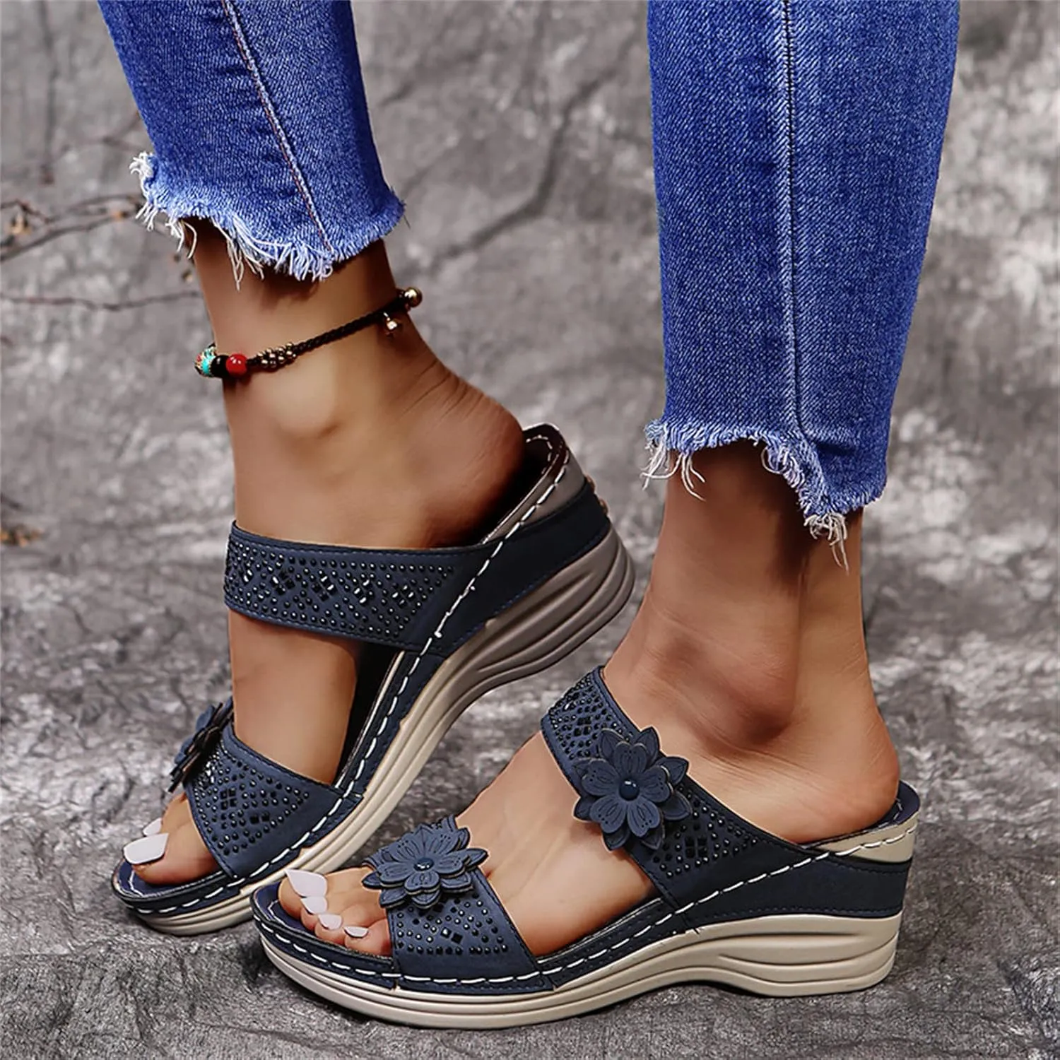 Ladmiple Womens Sandals With Arch Support Walking Comfortable Orthopedic Flip Flops Dressy Orthotic Slides Summer Shoes 2024