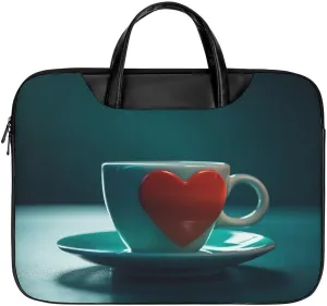 Laptop Bag for Women Men 15.6 In Waterproof Leather Computer Bags Coffee Cup Laptop Tote Bag Lightweight Messenger Bag Casual Briefcase Handbag for Office, Work