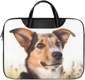 Laptop Bag for Women Men 15.6 In Waterproof Leather Computer Bags Dog Laptop Tote Bag Lightweight Messenger Bag Casual Briefcase Handbag for Office, Work