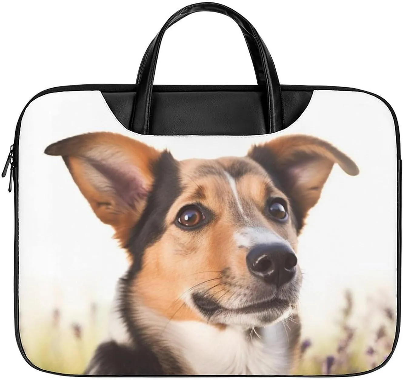 Laptop Bag for Women Men 15.6 In Waterproof Leather Computer Bags Dog Laptop Tote Bag Lightweight Messenger Bag Casual Briefcase Handbag for Office, Work