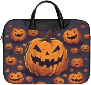 Laptop Bag for Women Men 15.6 In Waterproof Leather Computer Bags Halloween Pumpkin Laptop Tote Bag Lightweight Messenger Bag Casual Briefcase Handbag for Office, Work
