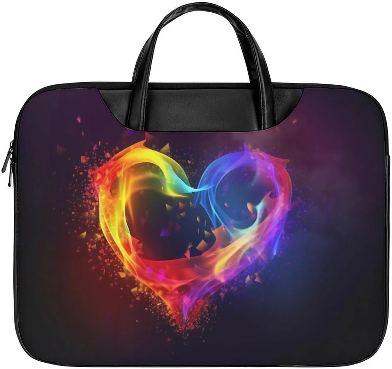 Laptop Bag for Women Men 15.6 In Waterproof Leather Computer Bags Rainbow Heart Laptop Tote Bag Lightweight Messenger Bag Casual Briefcase Handbag for Office, Work