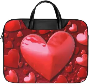 Laptop Bag for Women Men 15.6 In Waterproof Leather Computer Bags Red Hearts Love Laptop Tote Bag Lightweight Messenger Bag Casual Briefcase Handbag for Office, Work