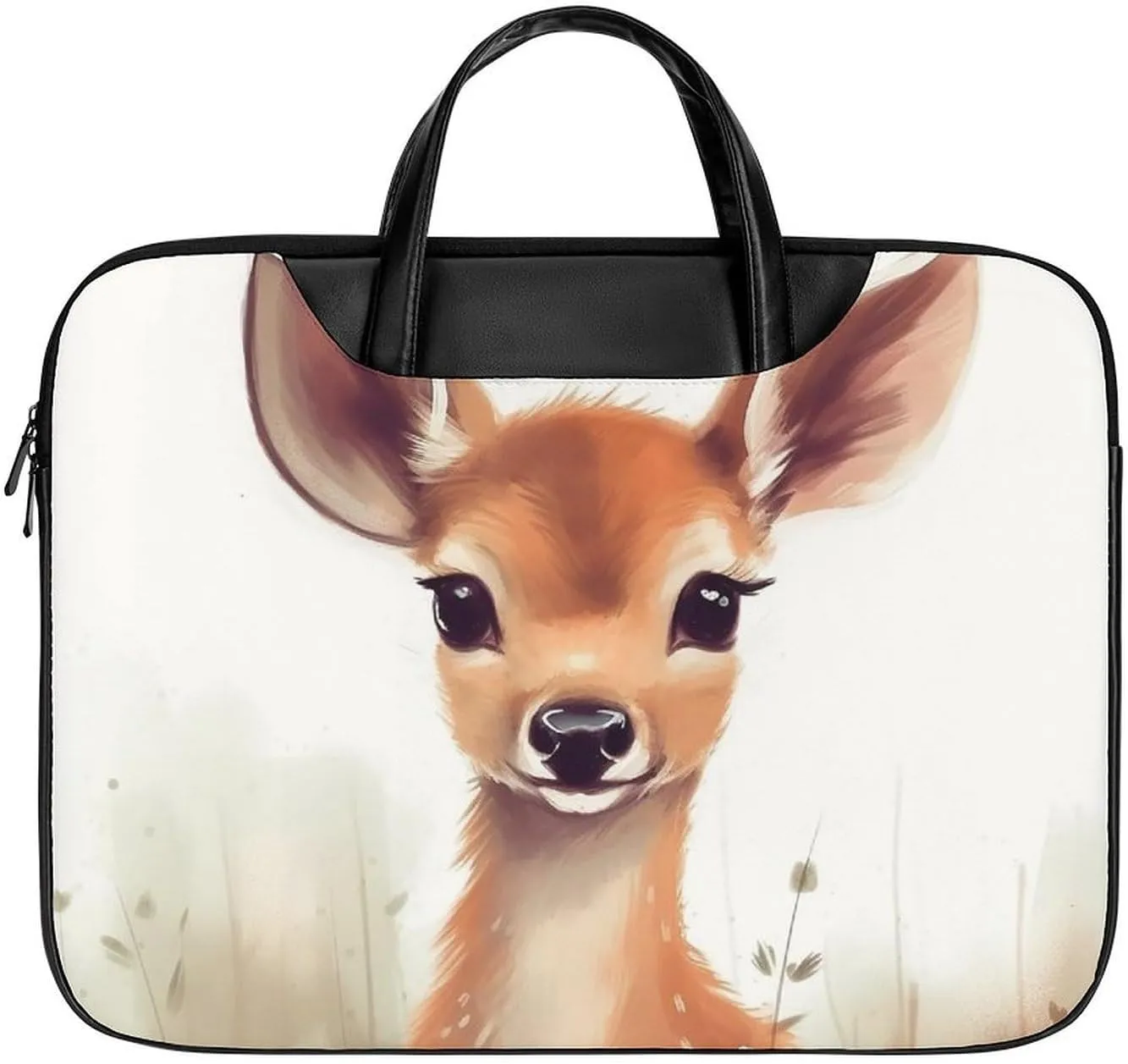 Laptop Bag for Women Men 15.6 In Waterproof Leather Computer Bags Sika Deer Laptop Tote Bag Lightweight Messenger Bag Casual Briefcase Handbag for Office, Work